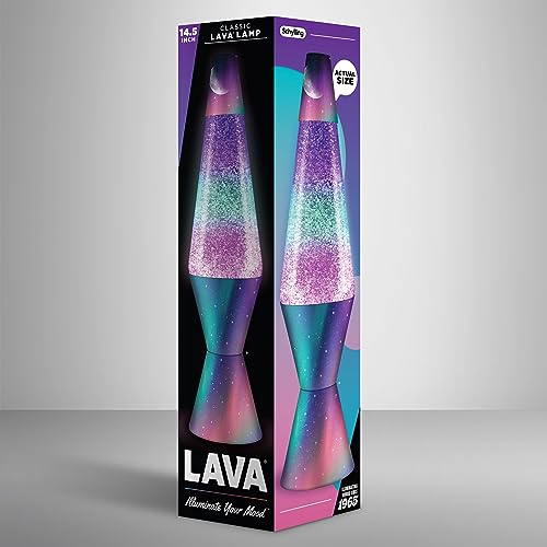 Lava® Lamp - 14.5" Polar Glimmer - The Original Motion Light - Silver Glitter, Multicolor Base and Globe - Item #2048 (Amazon Exclusive)