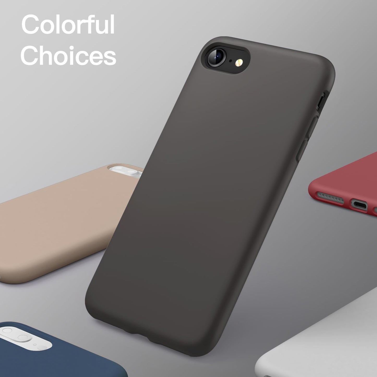 JETech Silicone Case for iPhone SE 3/2 (2022/2020 Edition), iPhone 8 and iPhone 7, 4.7-Inch, Silky-Soft Touch Full-Body Protective Case, Shockproof Cover with Microfiber Lining (Black)