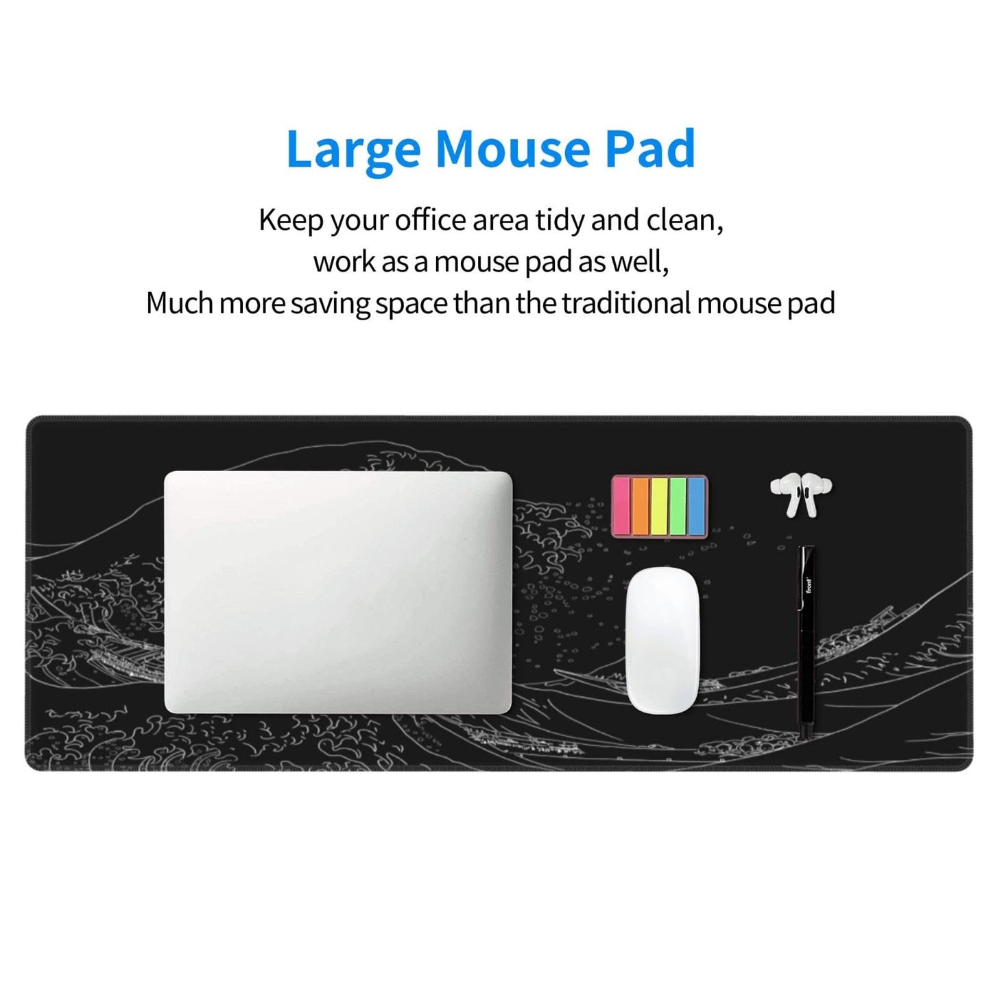 Japanese Mouse Pad, Large Japanese Desk Mat, XL Anime Gaming Keyboard Mat, Non-Slip Rubber Base, Big Extended Desk Protector for Home Office, 31.5”x11.8”