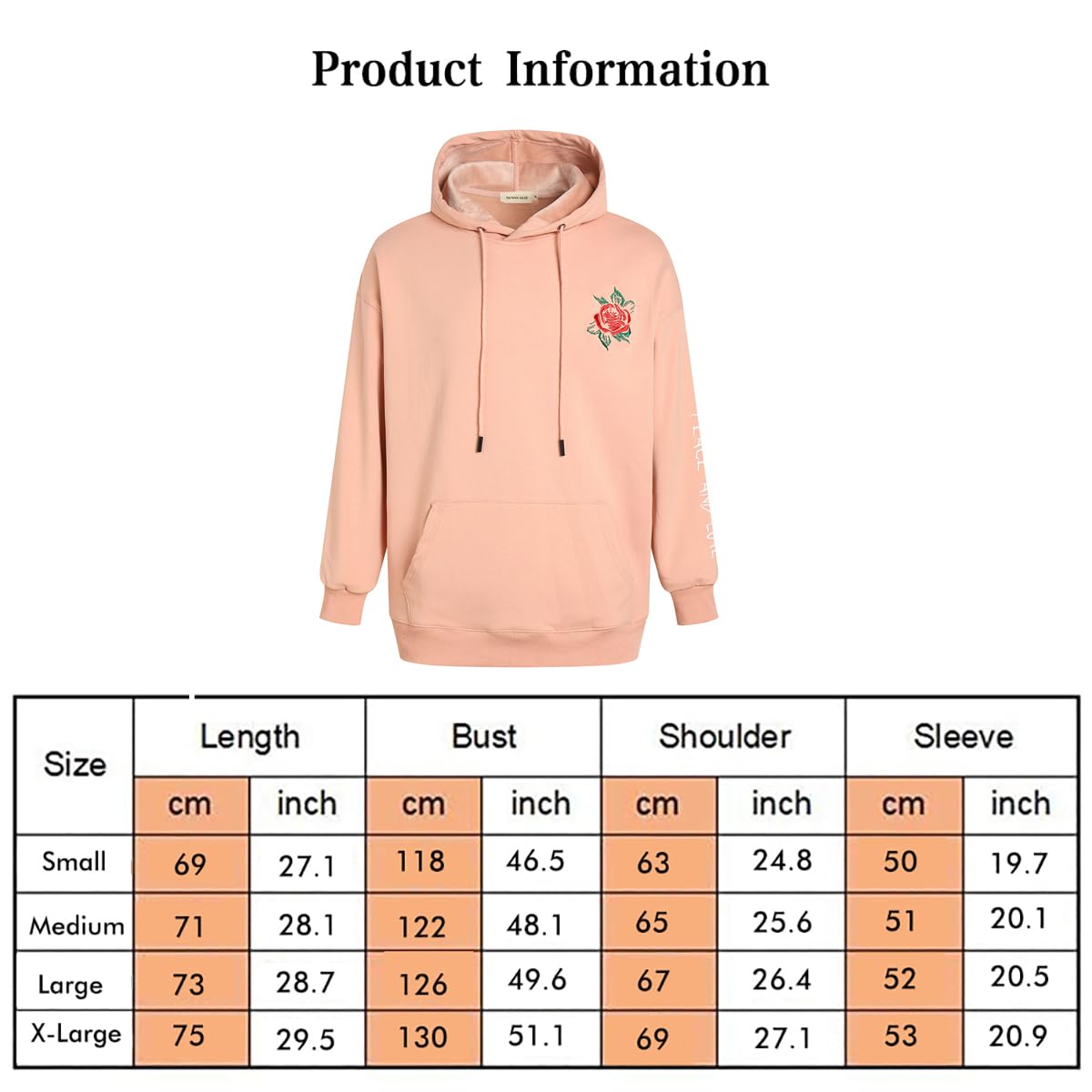 Rose Embroidered Hoodie For Men Women Long Sleeve Letters Printed Hip Hop Hoodie Hooded Sweatshirt