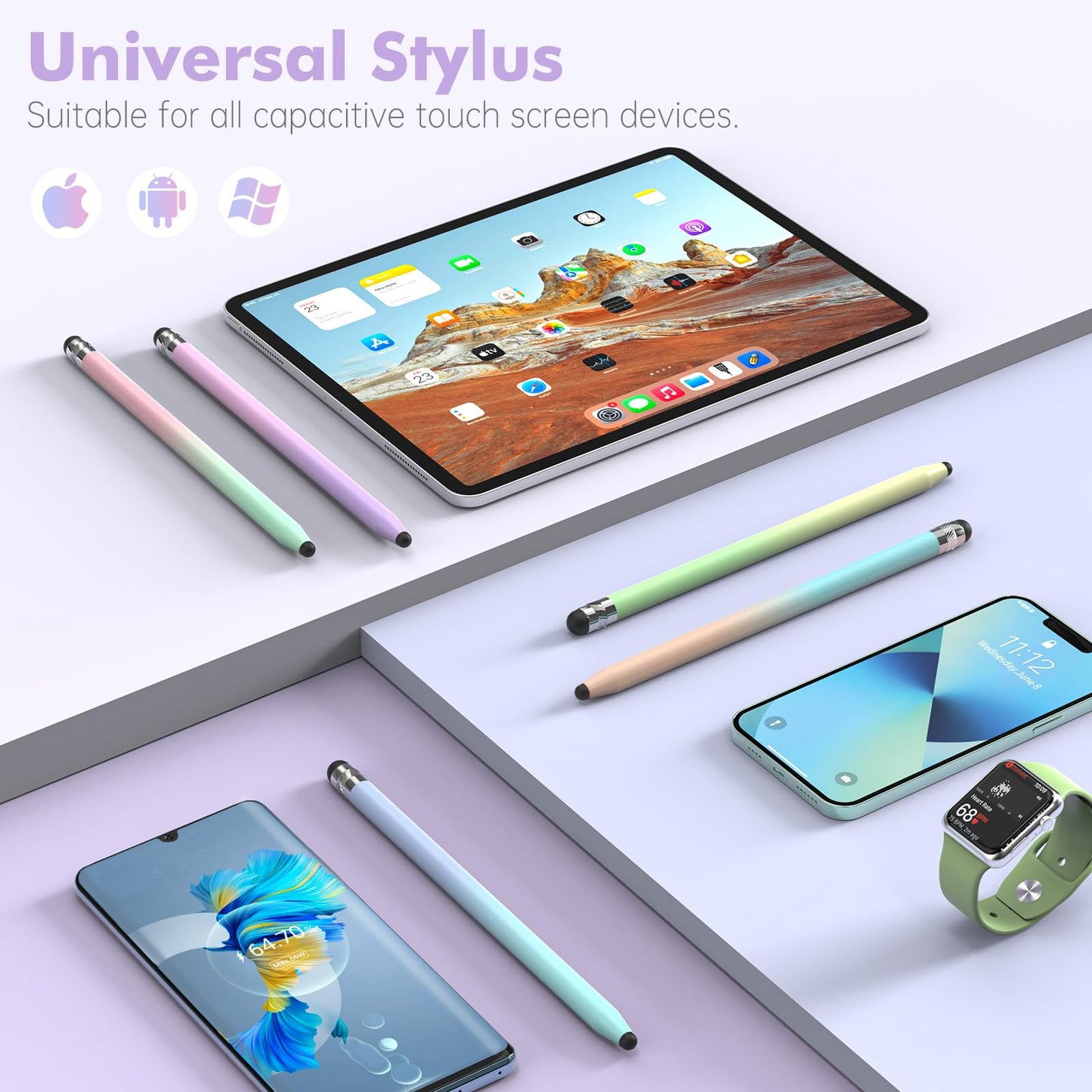 Stylus Pens for Touch Screens 5 Pack, Stylushome Dual-end High Sensitivity Capacitive Stylus for iPad, iPhone, Android Samsung and Tablets All Universal Touchscreen Devices with 10 Rubber Tips