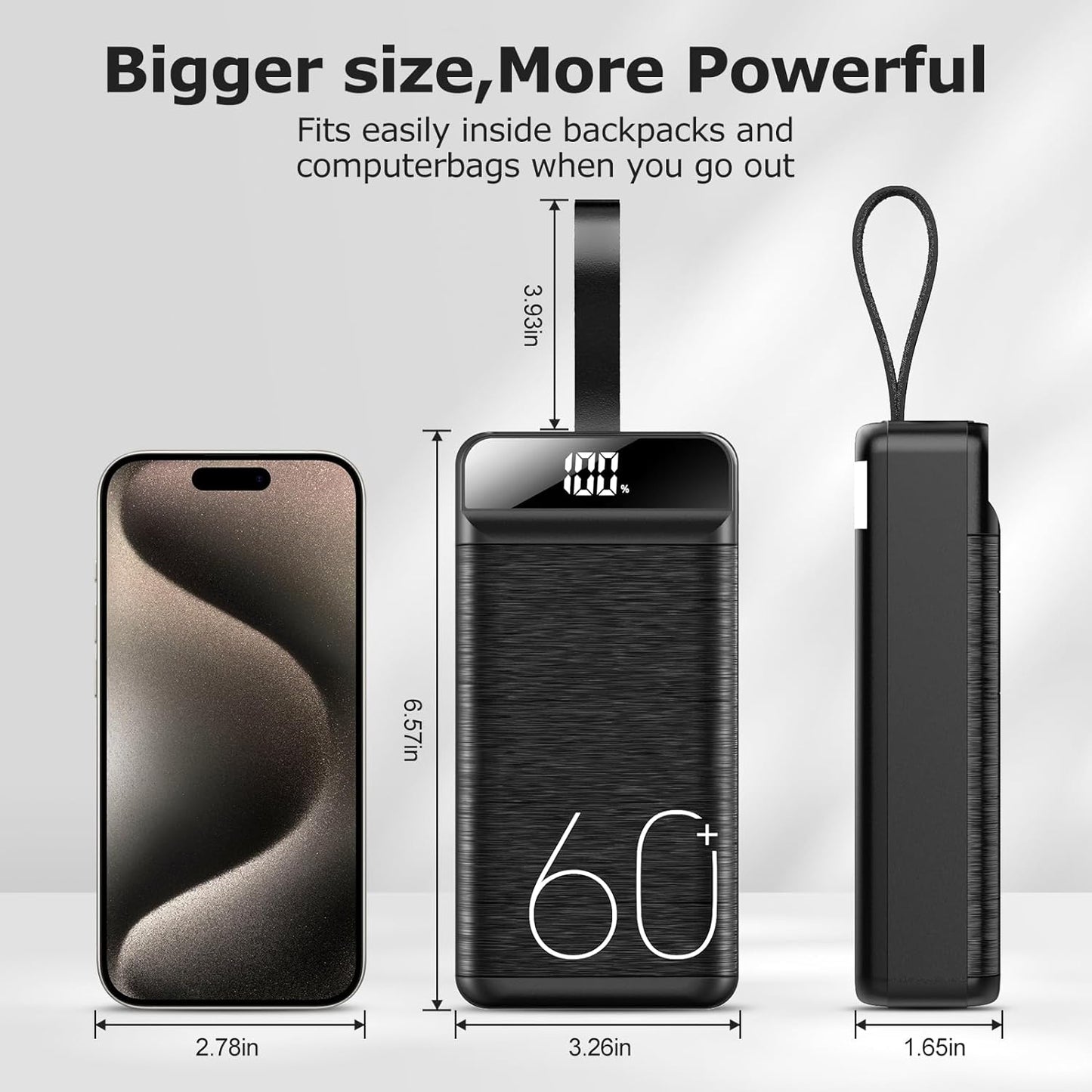 Power Bank 60000mAh 22.5W Fast Charging Portable Charger USB-C Quick Charge with 4 Outputs & 3 Inputs LED Display Huge Capacity External Battery Pack for Most Electronic Devices on The Market