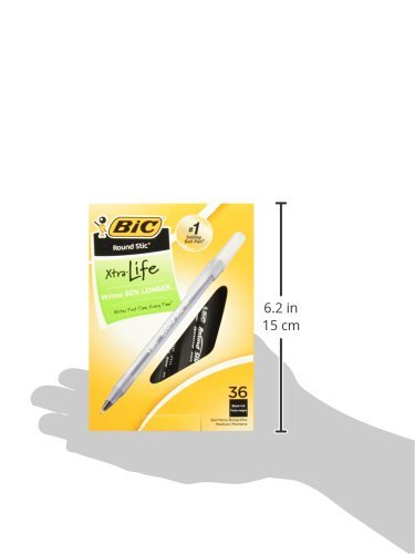 BIC Round Stic Xtra Life Black Ballpoint Pens, Medium Point (1.0mm), 144-Count Pack of Bulk Pens, Flexible Round Barrel for Writing Comfort, No. 1 Selling Ballpoint Pens
