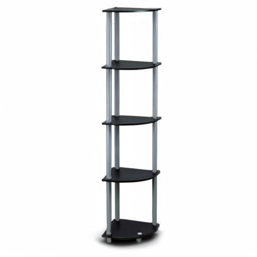 Furinno Turn-N-Tube 5 Tier Corner Display Rack Multipurpose Shelving Unit, 1-Pack, Espresso/Black