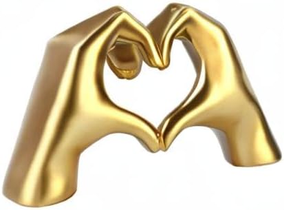 Christmas Gold Gesture Statue Decoration Home Decor Bookshelf Coffee Table Heart Hand Sculpture Decorations Unique Birthday for Girls Sisters Girlfriend Mom Teacher Valentine Day Gifts