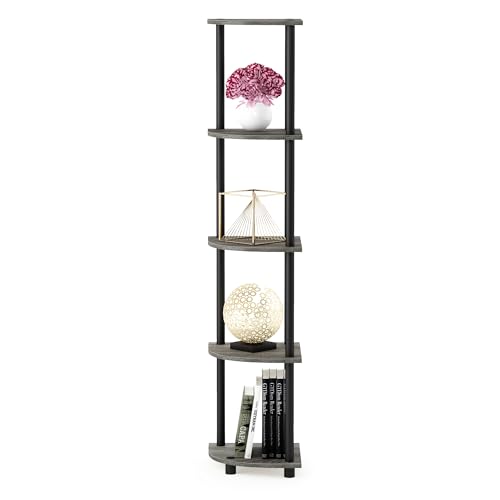 Furinno Turn-N-Tube 5 Tier Corner Display Rack Multipurpose Shelving Unit, 1-Pack, Espresso/Black