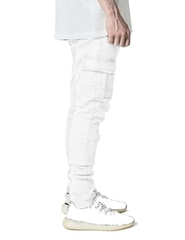 HUNGSON Men's Slim Fit Stretch Jeans Ripped Skinny Jeans for Men, Distressed Straight Leg Fashion Comfort Flex Waist Pants