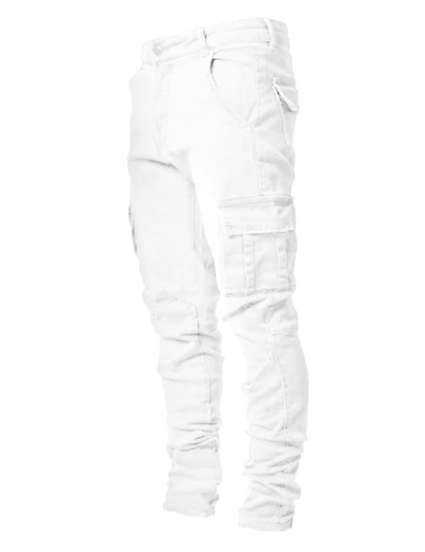 HUNGSON Men's Slim Fit Stretch Jeans Ripped Skinny Jeans for Men, Distressed Straight Leg Fashion Comfort Flex Waist Pants