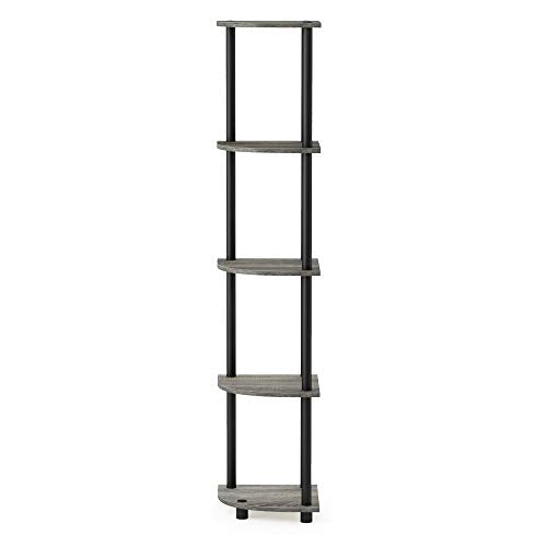Furinno Turn-N-Tube 5 Tier Corner Display Rack Multipurpose Shelving Unit, 1-Pack, Espresso/Black