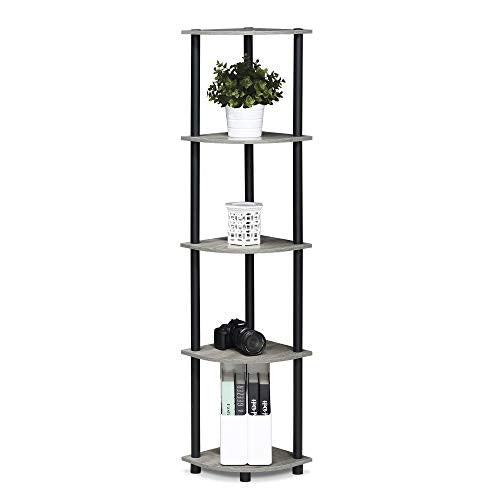 Furinno Turn-N-Tube 5 Tier Corner Display Rack Multipurpose Shelving Unit, 1-Pack, Espresso/Black