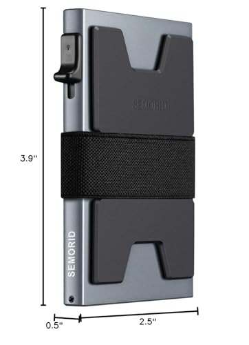 Slim Aluminum Card Holder Wallet for Men, Durable Expandable Backplate, RFID Blocking Minimalist Metal Pop Up Wallet, Holds 12+ Cards Plus Cash (Black)