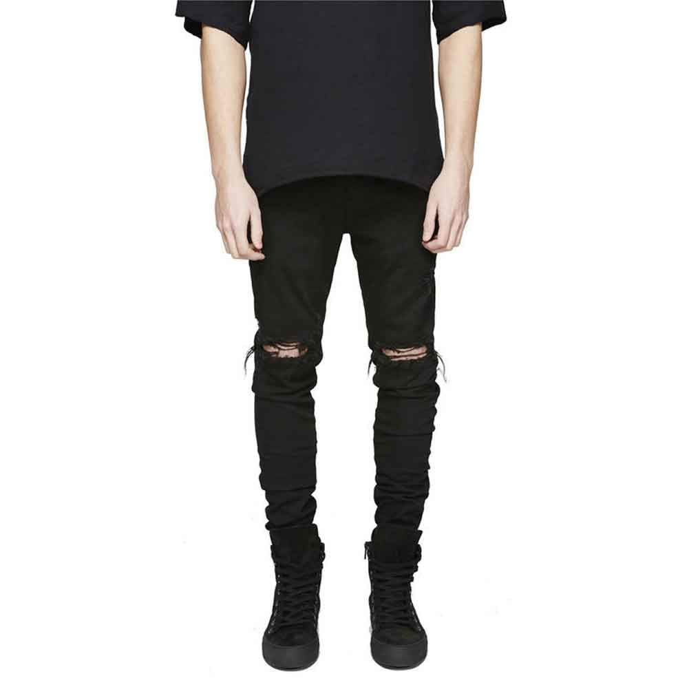 HUNGSON Men's Slim Fit Stretch Jeans Ripped Skinny Jeans for Men, Distressed Straight Leg Fashion Comfort Flex Waist Pants