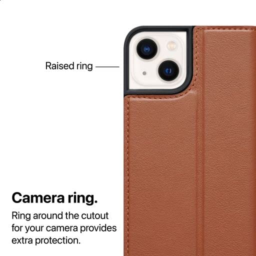 DECODED Wallet Case - iPhone 13 Mini - Tested by Apple - Phone Case with Card Holder - Flip Cover European Leather - Light Brown