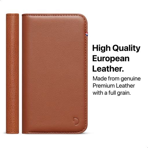 DECODED Wallet Case - iPhone 13 Mini - Tested by Apple - Phone Case with Card Holder - Flip Cover European Leather - Light Brown