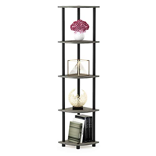 Furinno Turn-N-Tube 5 Tier Corner Display Rack Multipurpose Shelving Unit, 1-Pack, Espresso/Black