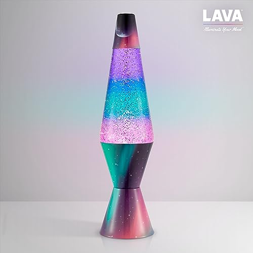 Lava® Lamp - 14.5" Polar Glimmer - The Original Motion Light - Silver Glitter, Multicolor Base and Globe - Item #2048 (Amazon Exclusive)