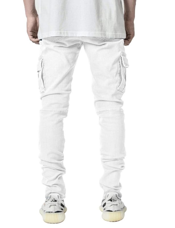 HUNGSON Men's Slim Fit Stretch Jeans Ripped Skinny Jeans for Men, Distressed Straight Leg Fashion Comfort Flex Waist Pants