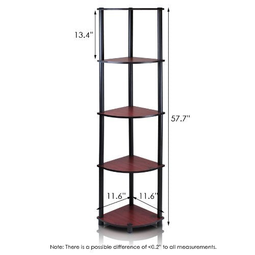 Furinno Turn-N-Tube 5 Tier Corner Display Rack Multipurpose Shelving Unit, 1-Pack, Espresso/Black