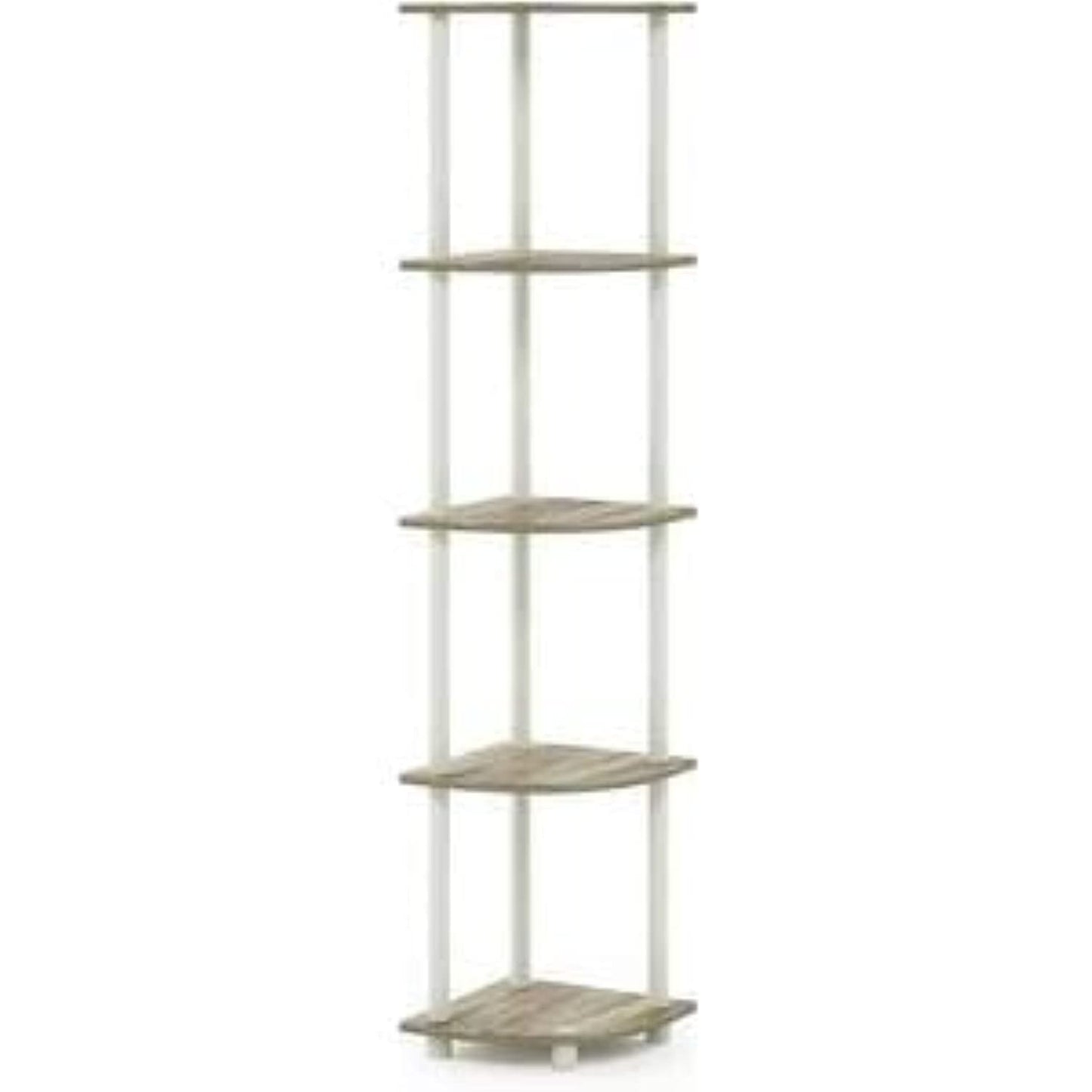 Furinno Turn-N-Tube 5 Tier Corner Display Rack Multipurpose Shelving Unit, 1-Pack, Espresso/Black
