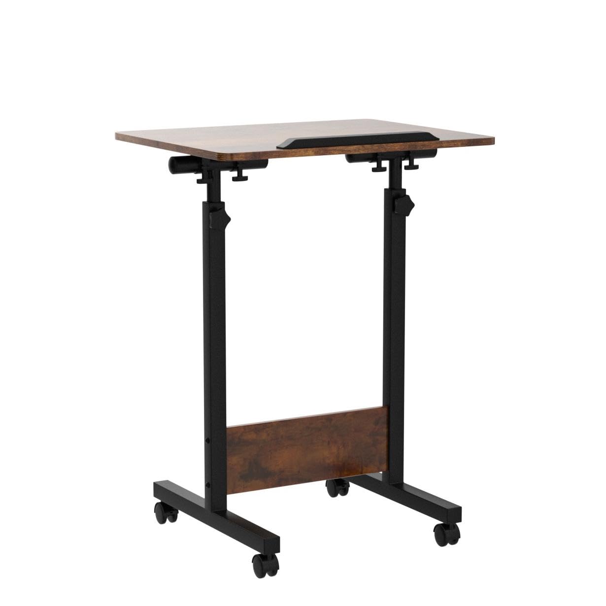KOUPA Height Adjustable Mobile Standing Desk 16×24 in,360° Flip Desk Stand Desk Home Office Table Standing Desk for Small Space Offices,Easy to Assemble(Rustic Brown Desktop)