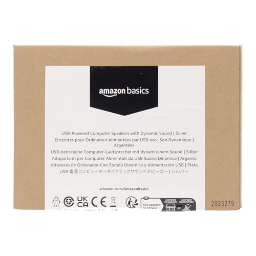 Amazon Basics Stereo 2.0 Speakers for PC or Laptop, 3.5mm Aux input, USB-Powered, 1 Pair, Black