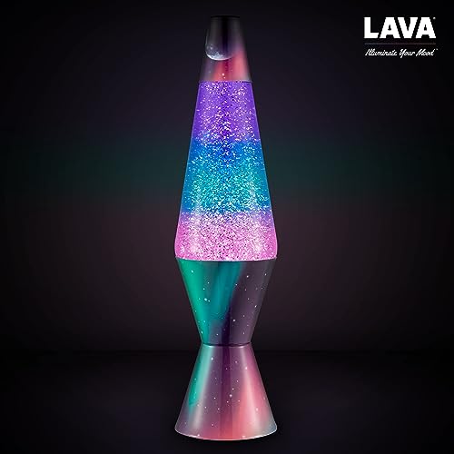 Lava® Lamp - 14.5" Polar Glimmer - The Original Motion Light - Silver Glitter, Multicolor Base and Globe - Item #2048 (Amazon Exclusive)