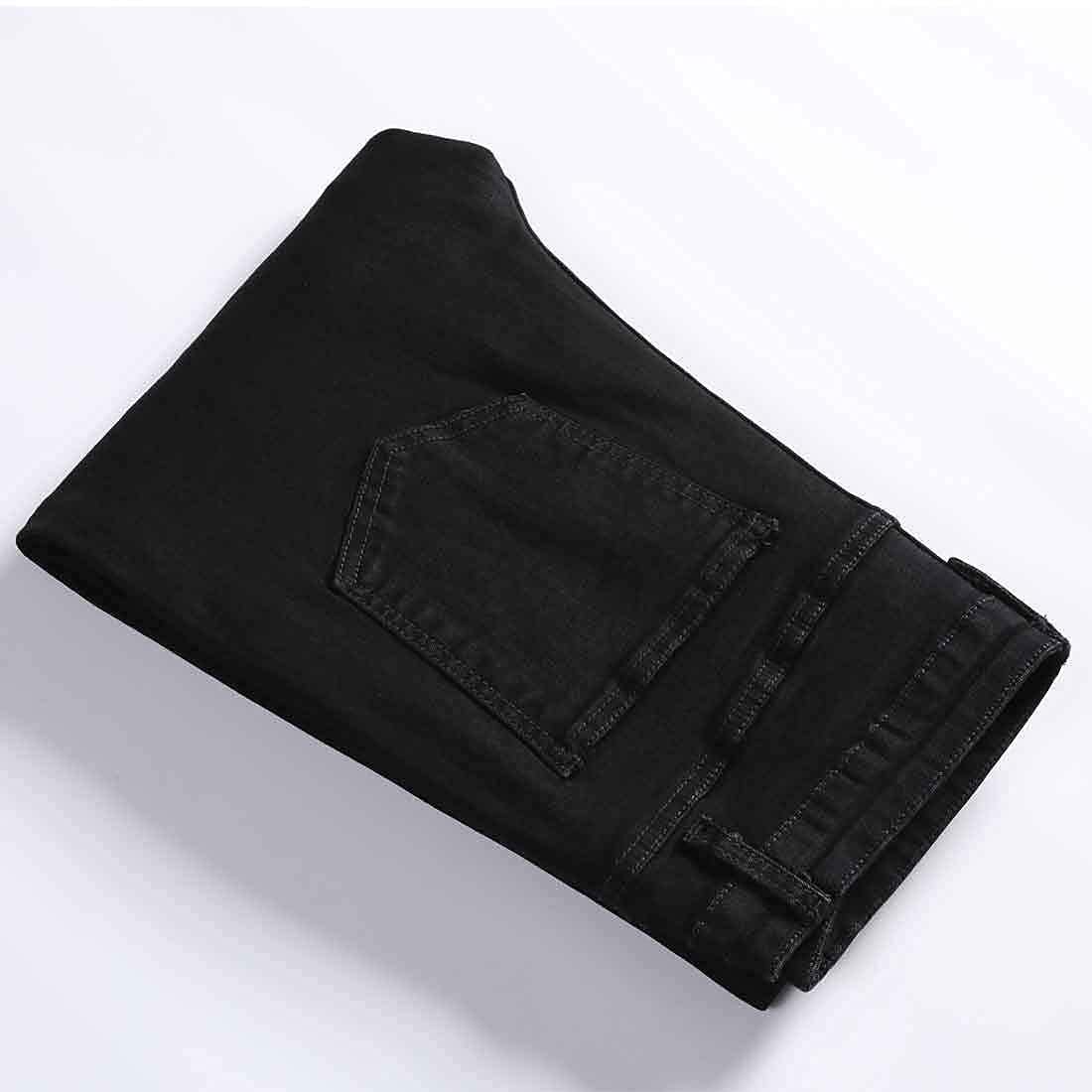 HUNGSON Men's Slim Fit Stretch Jeans Ripped Skinny Jeans for Men, Distressed Straight Leg Fashion Comfort Flex Waist Pants