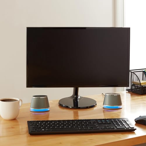 Amazon Basics Stereo 2.0 Speakers for PC or Laptop, 3.5mm Aux input, USB-Powered, 1 Pair, Black