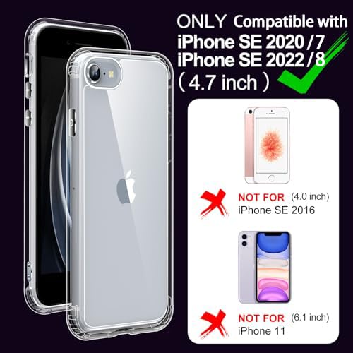 Redpepper for iPhone SE Case 2022/2020 / iPhone 7/ iPhone 8 [Anti-Yellowing] Protective Shockproof Phone Case Cover 4.7 inch- Clear