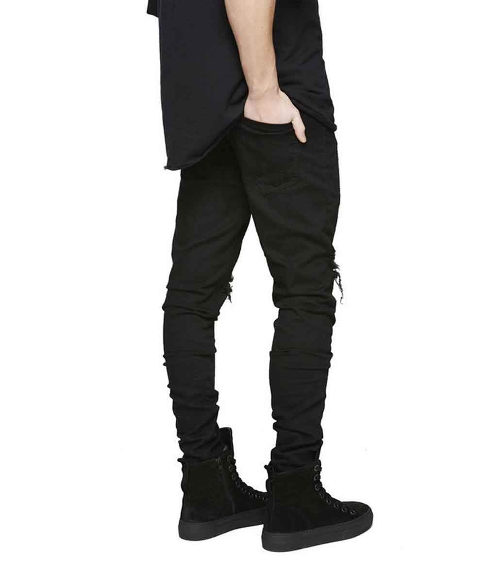 HUNGSON Men's Slim Fit Stretch Jeans Ripped Skinny Jeans for Men, Distressed Straight Leg Fashion Comfort Flex Waist Pants