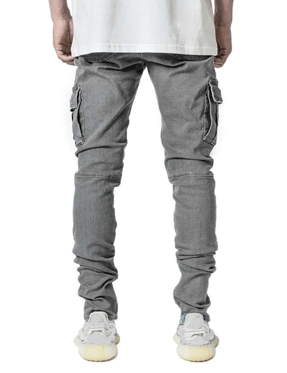 HUNGSON Men's Slim Fit Stretch Jeans Ripped Skinny Jeans for Men, Distressed Straight Leg Fashion Comfort Flex Waist Pants