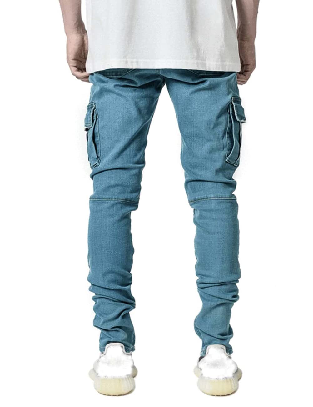 HUNGSON Men's Slim Fit Stretch Jeans Ripped Skinny Jeans for Men, Distressed Straight Leg Fashion Comfort Flex Waist Pants