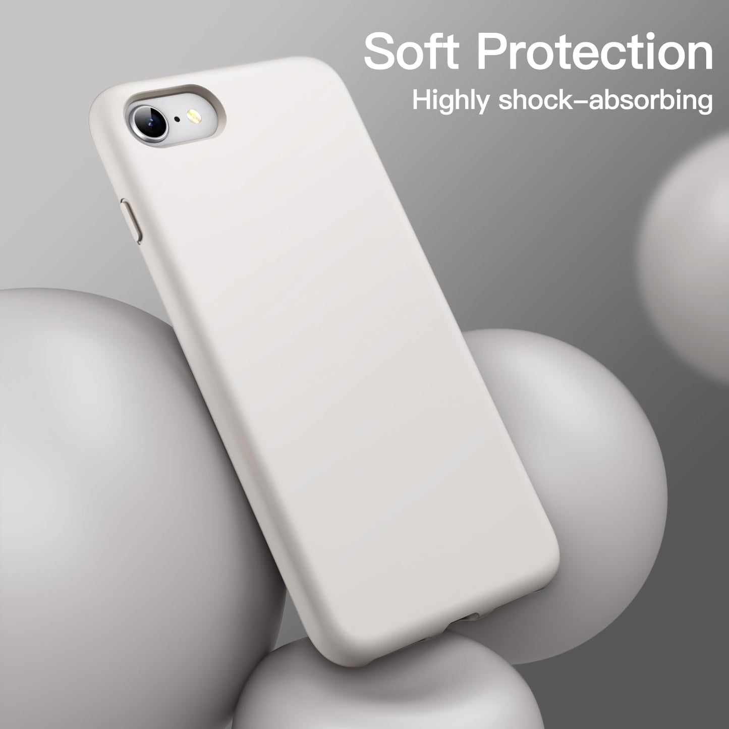 JETech Silicone Case for iPhone SE 3/2 (2022/2020 Edition), iPhone 8 and iPhone 7, 4.7-Inch, Silky-Soft Touch Full-Body Protective Case, Shockproof Cover with Microfiber Lining (Black)