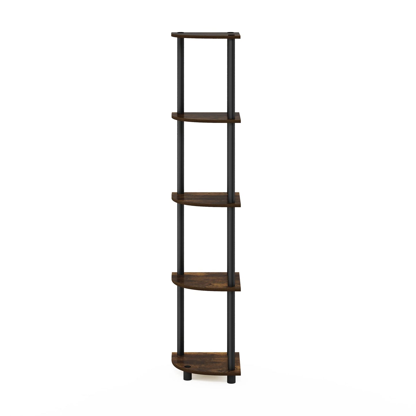 Furinno Turn-N-Tube 5 Tier Corner Display Rack Multipurpose Shelving Unit, 1-Pack, Espresso/Black