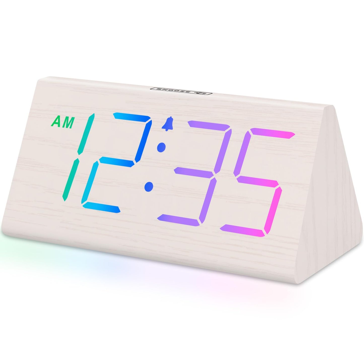 DreamSky Wooden Digital Alarm Clocks for Bedrooms - Electric Desk Clock with Large Numbers, USB Port, Loud Alarm for Heavy Sleepers, Adjustable Volume, Dimmer, Snooze, DST, 12/24H, Wood Décor (Brown)