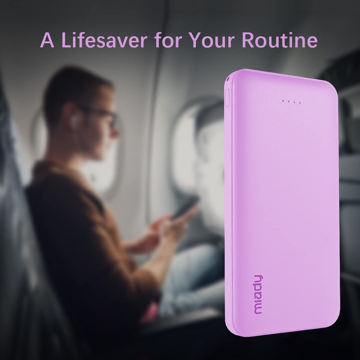 Miady 2-Pack 10000mAh Dual USB Portable Charger, USB-C Fast Charging Power Bank, Backup Charger for iPhone 15/14/13, Galaxy S23/22, Pixel and etc