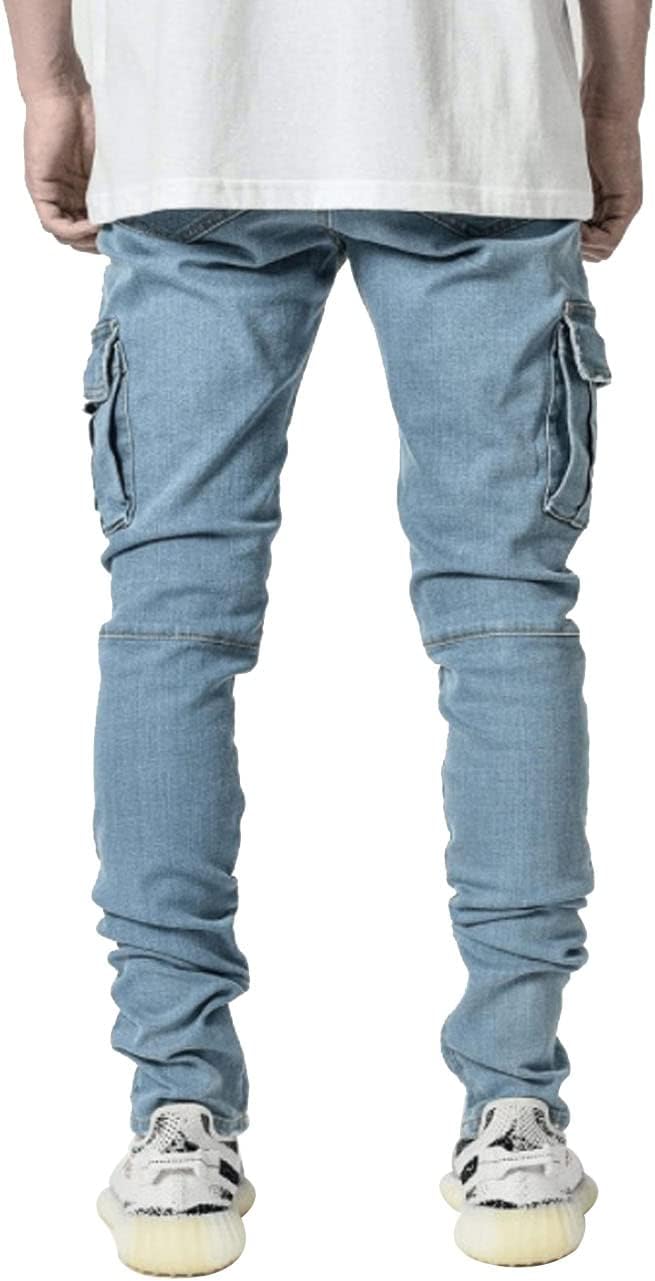 HUNGSON Men's Slim Fit Stretch Jeans Ripped Skinny Jeans for Men, Distressed Straight Leg Fashion Comfort Flex Waist Pants