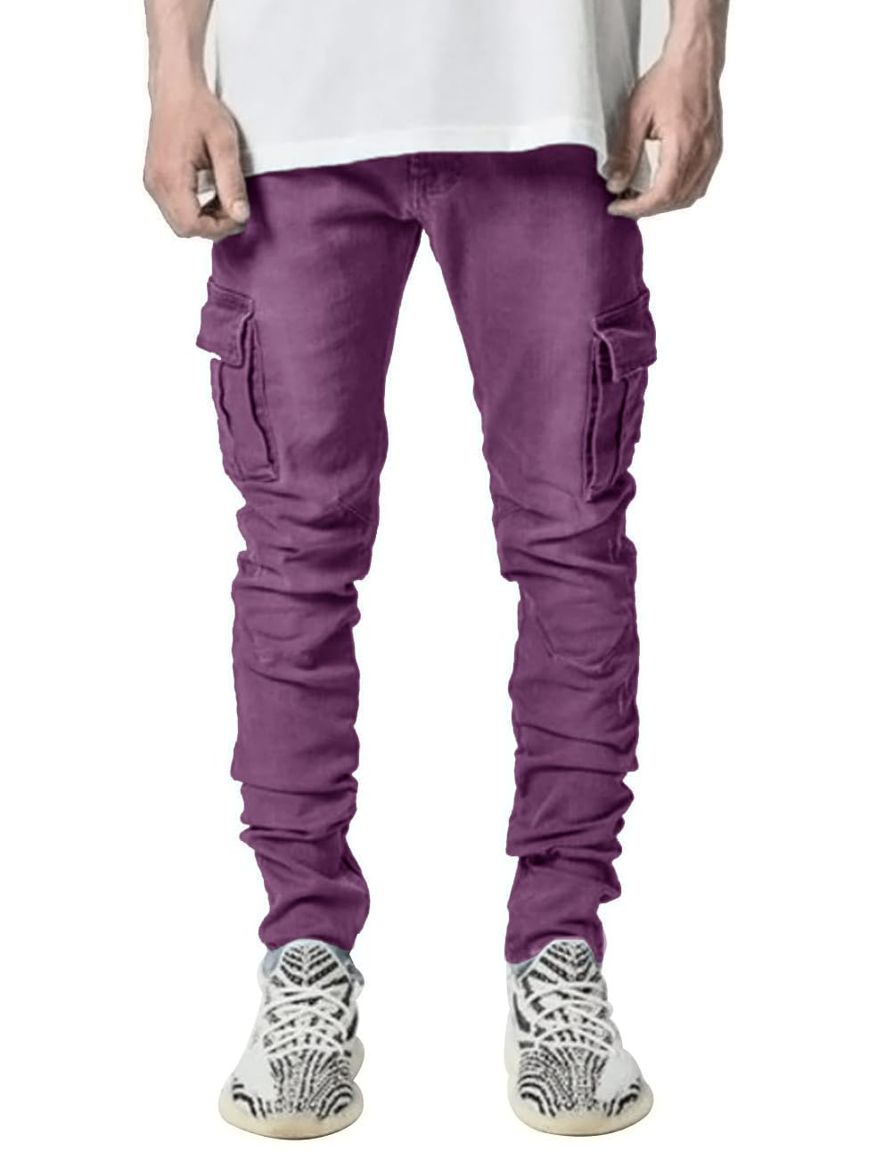 HUNGSON Men's Slim Fit Stretch Jeans Ripped Skinny Jeans for Men, Distressed Straight Leg Fashion Comfort Flex Waist Pants