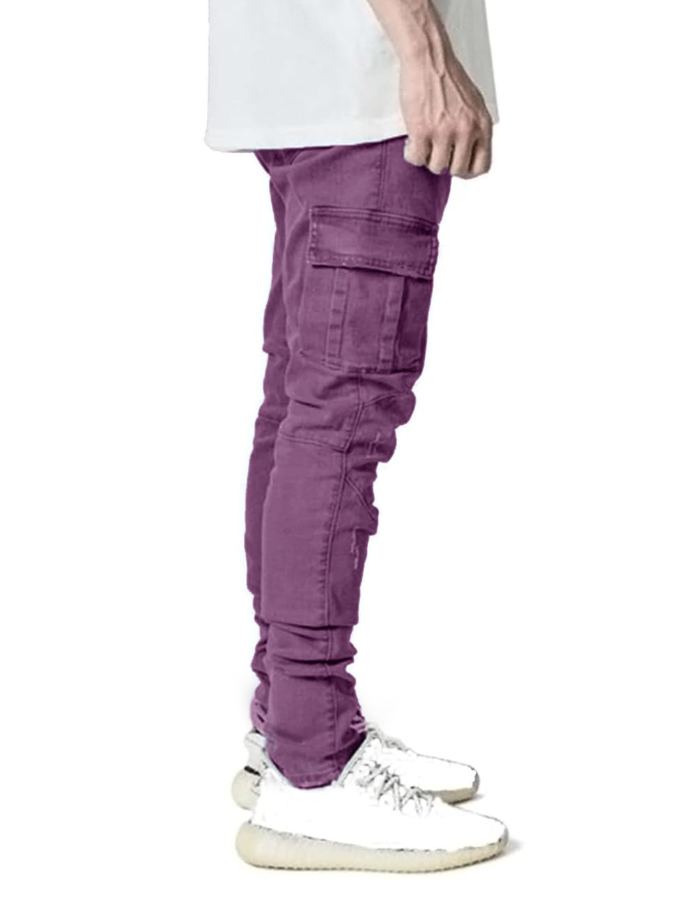 HUNGSON Men's Slim Fit Stretch Jeans Ripped Skinny Jeans for Men, Distressed Straight Leg Fashion Comfort Flex Waist Pants