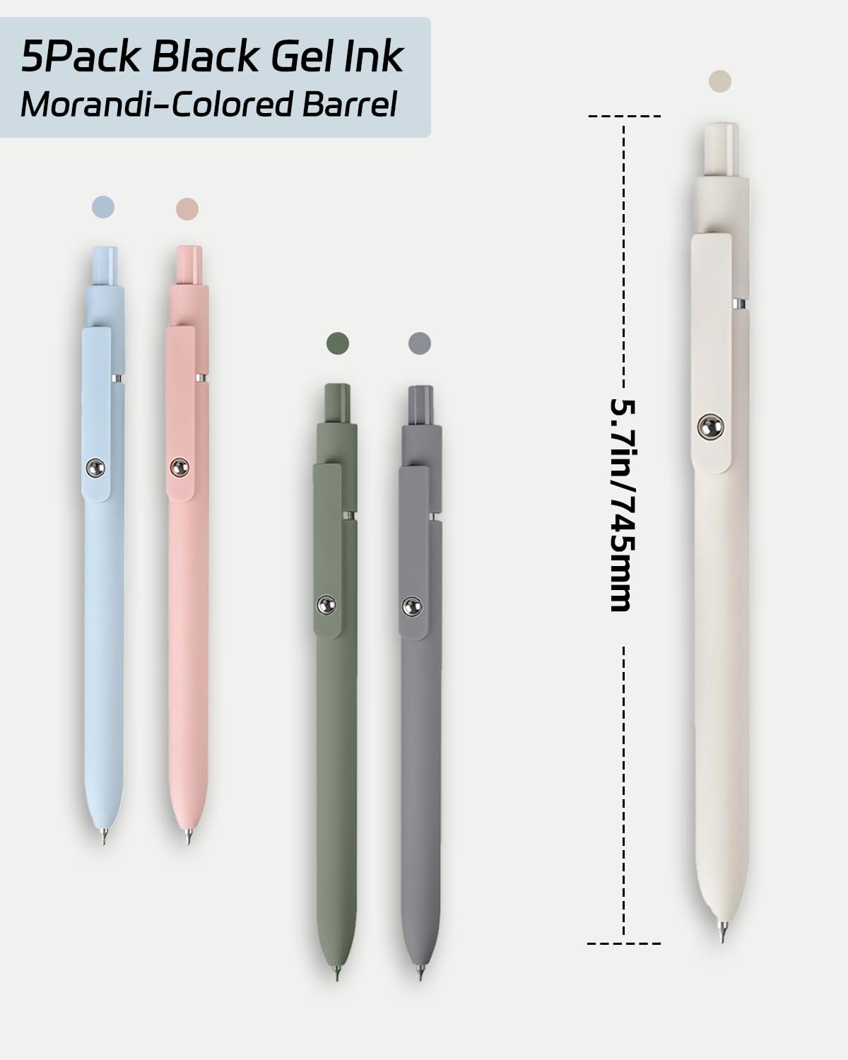 Gel Pens,6 Pcs 0.5mm Fine Point Black Ink Pens With Smooth Writing,Quick Dry Pens For Journaling,Nurse Aesthetic Pens,Office School Supplies for Men Women Student(Black Gray White)