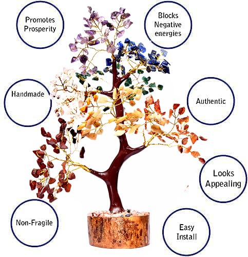 Crystal Tree. Crystals and Healing Stones.Spiritual Gifts for Women.With14 Natural Tumbled Stone Orgone Pendant and Tree of Life