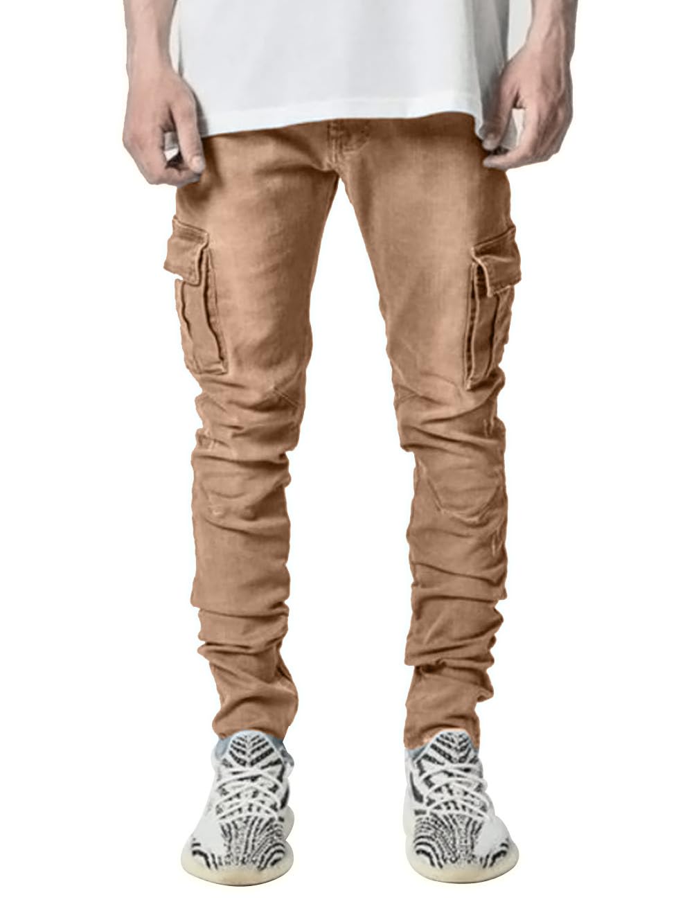 HUNGSON Men's Slim Fit Stretch Jeans Ripped Skinny Jeans for Men, Distressed Straight Leg Fashion Comfort Flex Waist Pants