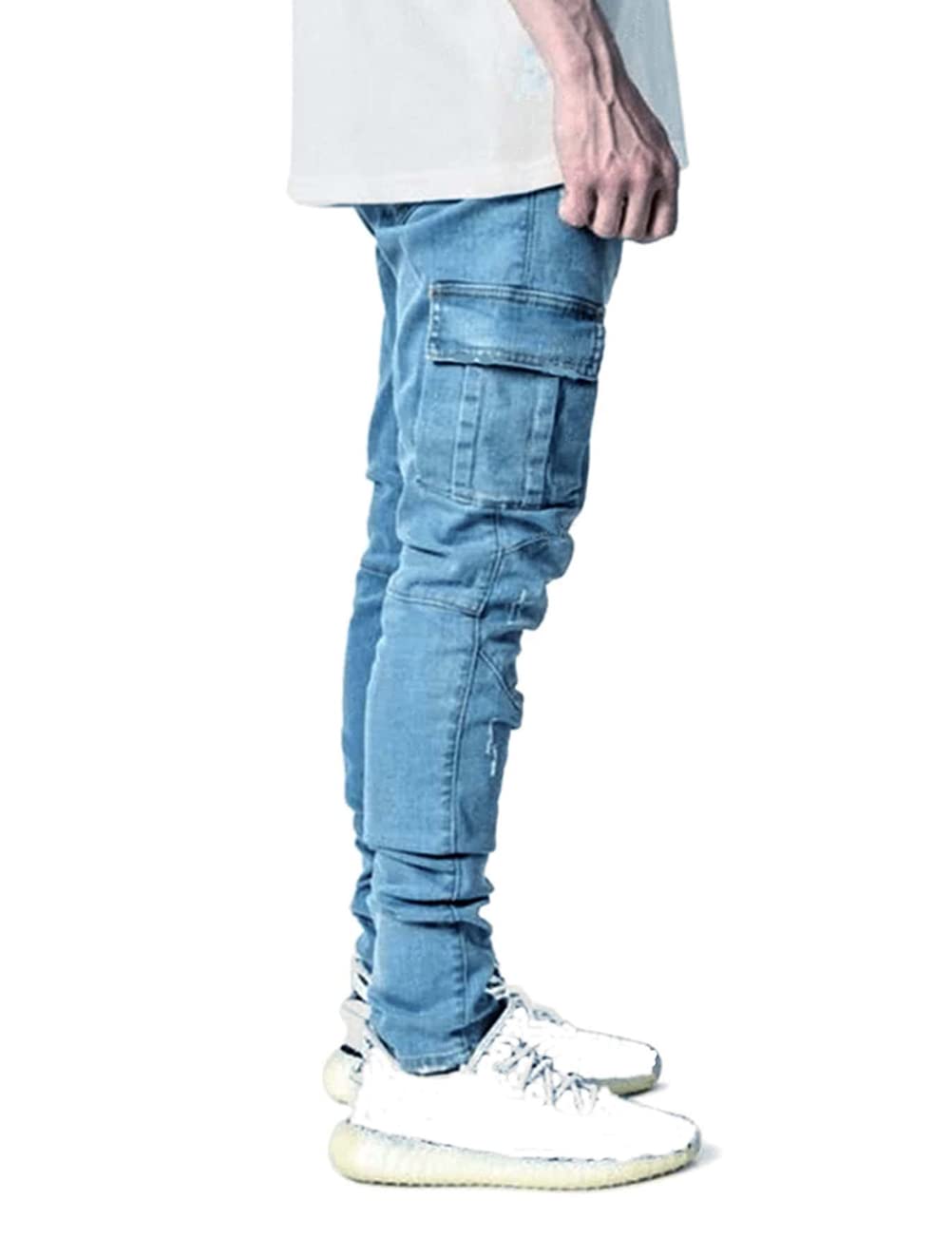 HUNGSON Men's Slim Fit Stretch Jeans Ripped Skinny Jeans for Men, Distressed Straight Leg Fashion Comfort Flex Waist Pants