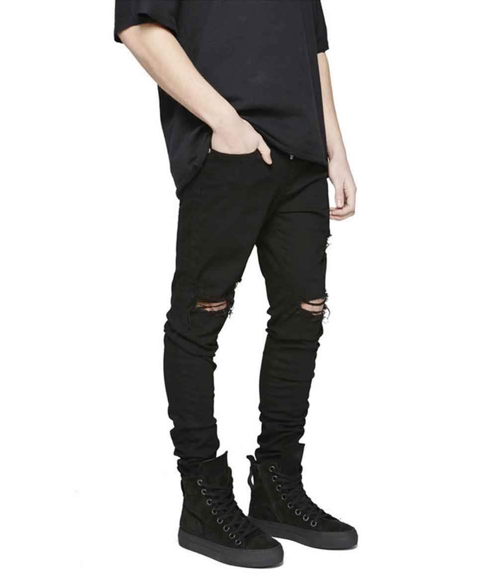 HUNGSON Men's Slim Fit Stretch Jeans Ripped Skinny Jeans for Men, Distressed Straight Leg Fashion Comfort Flex Waist Pants