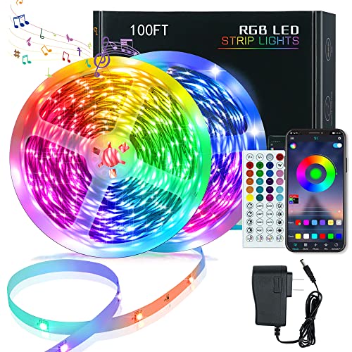 KEELIXIN 65.6ft LED Lights for Bedroom, Music Sync RGB LED Strip Lights with APP & Remote Control, Luces LED para Cuarto, Bluetooth LED Lights for Room, Home Decoration