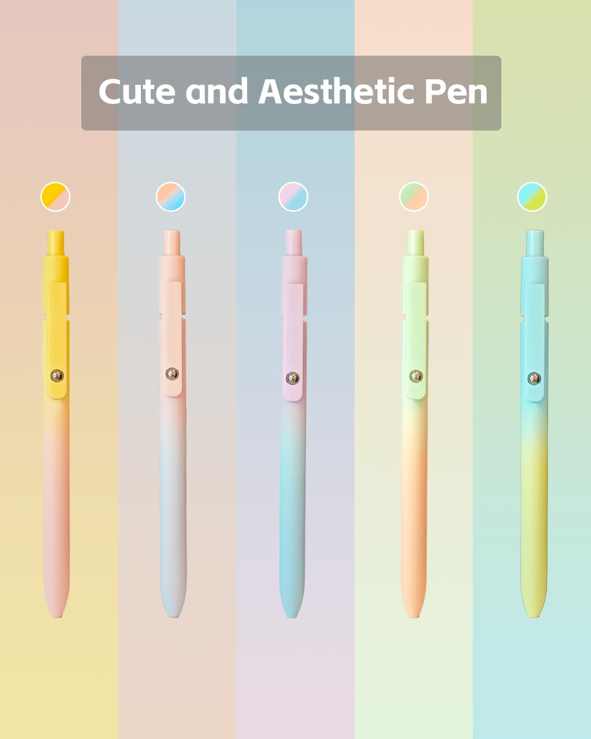 Gel Pens,6 Pcs 0.5mm Fine Point Black Ink Pens With Smooth Writing,Quick Dry Pens For Journaling,Nurse Aesthetic Pens,Office School Supplies for Men Women Student(Black Gray White)