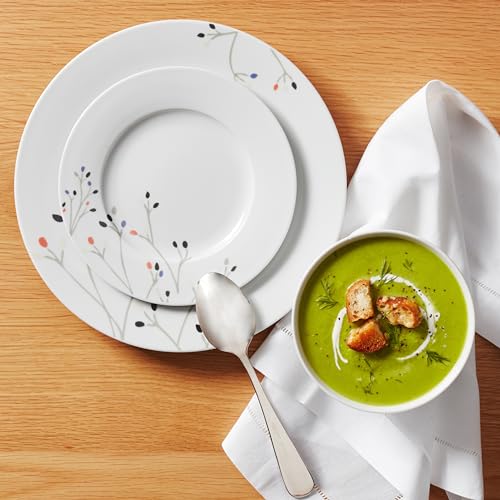 Amazon Basics 18-Piece Kitchen Dinnerware Set, Plates, Dishes, Bowls, Service for 6, White Porcelain Coupe