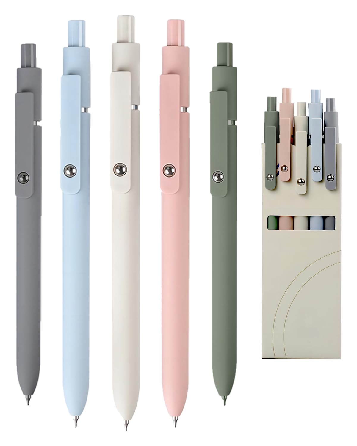 Gel Pens,6 Pcs 0.5mm Fine Point Black Ink Pens With Smooth Writing,Quick Dry Pens For Journaling,Nurse Aesthetic Pens,Office School Supplies for Men Women Student(Black Gray White)