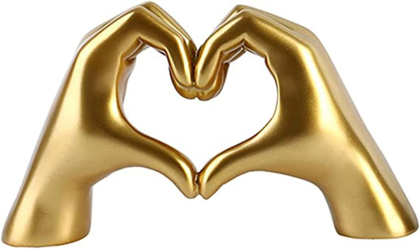 Christmas Gold Gesture Statue Decoration Home Decor Bookshelf Coffee Table Heart Hand Sculpture Decorations Unique Birthday for Girls Sisters Girlfriend Mom Teacher Valentine Day Gifts