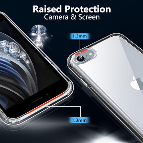 Redpepper for iPhone SE Case 2022/2020 / iPhone 7/ iPhone 8 [Anti-Yellowing] Protective Shockproof Phone Case Cover 4.7 inch- Clear